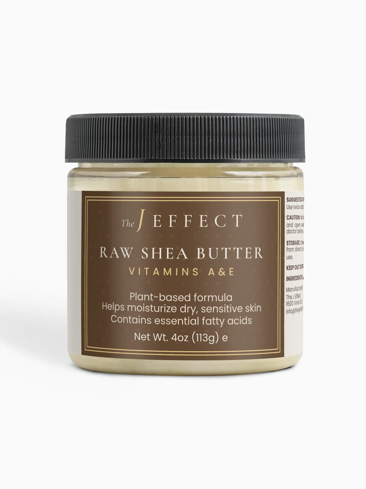 Bare Shea Raw Unrefined Organic Shea Butter by The J Effect, 4 oz / 113 g