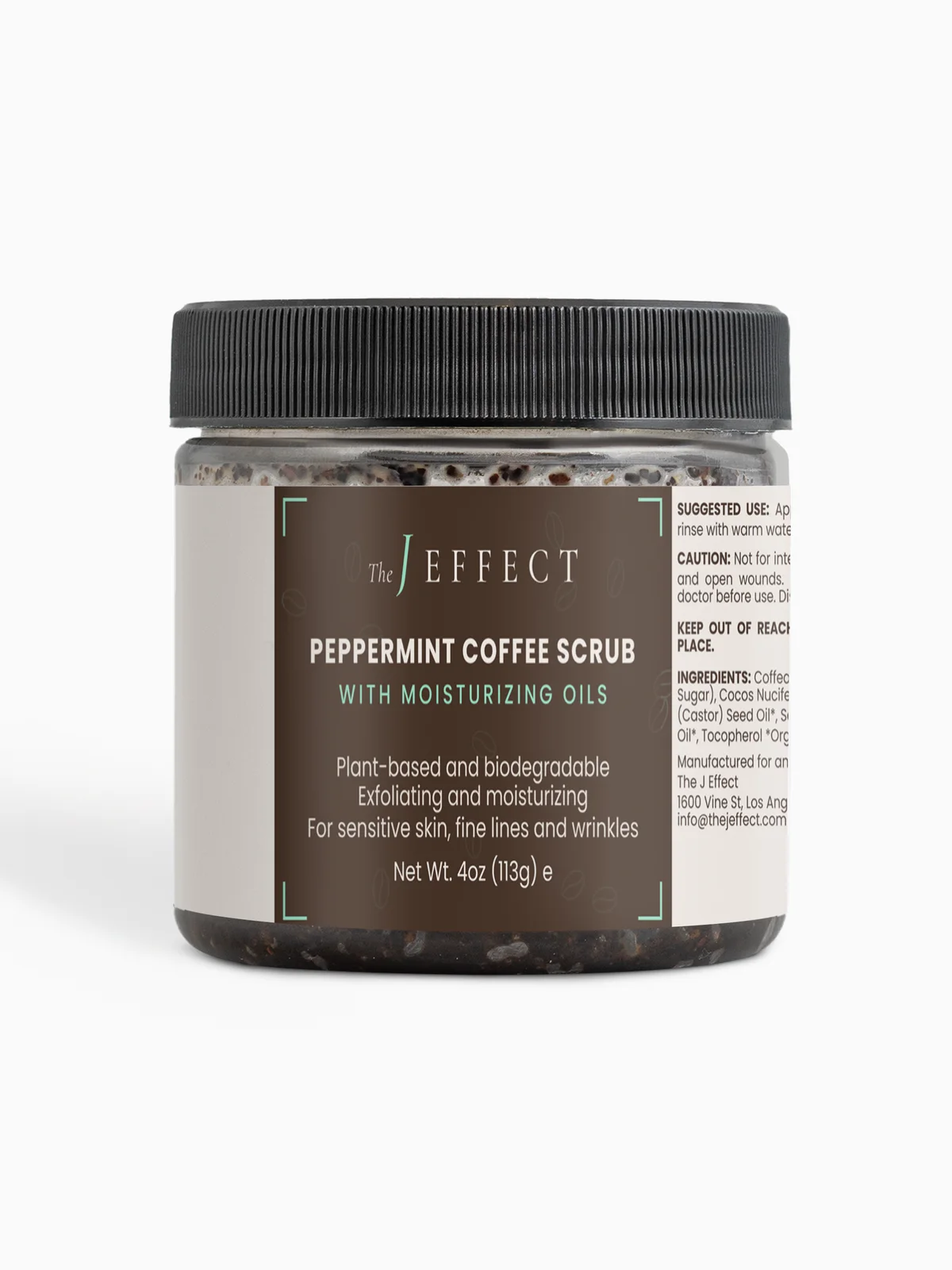 Morning Brew Peppermint Coffee Body Scrub by The J Effect, 4 oz / 113 g
